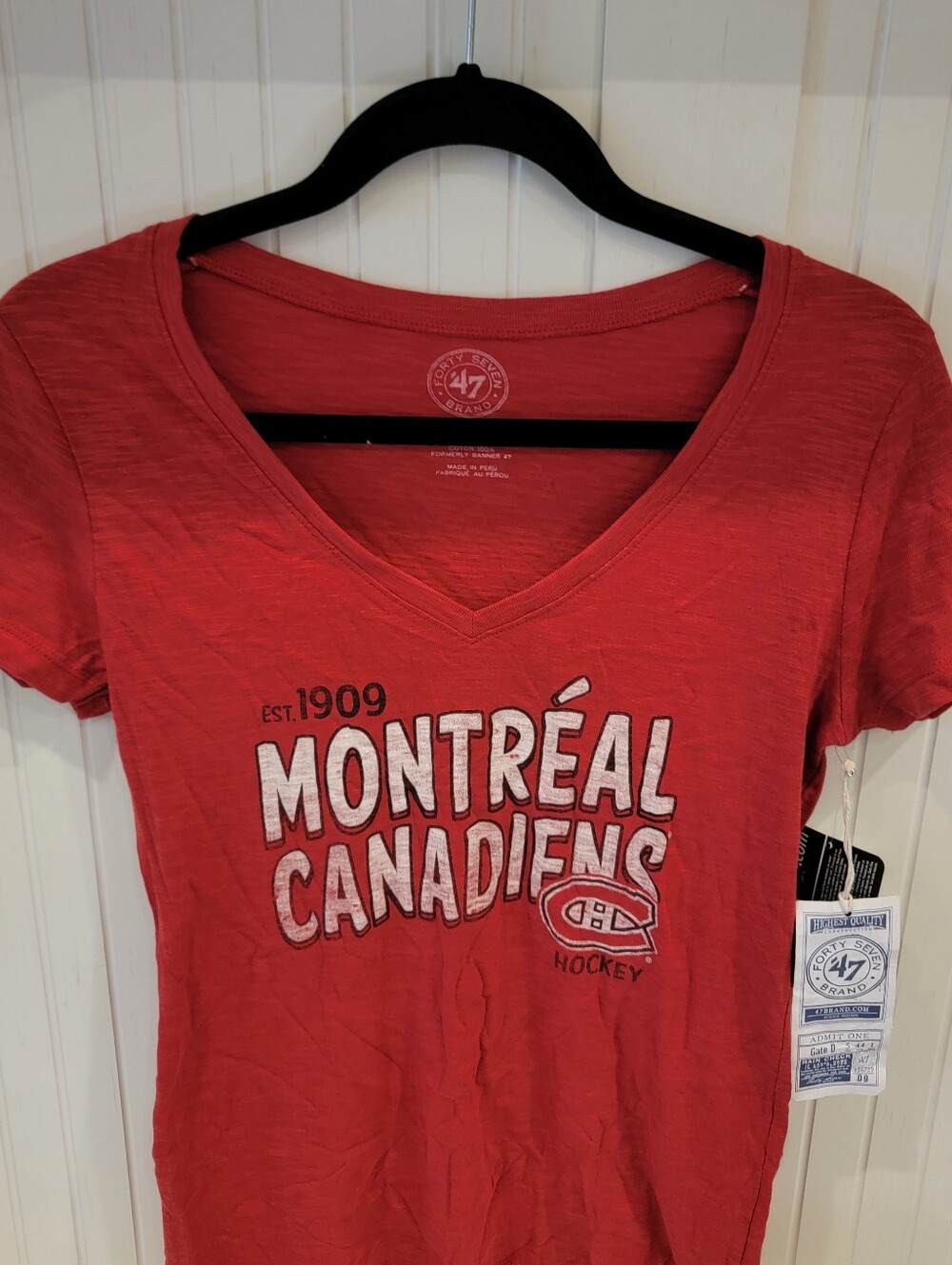 47 Montreal Canadiens Coral Red V-Neck Women's Tee